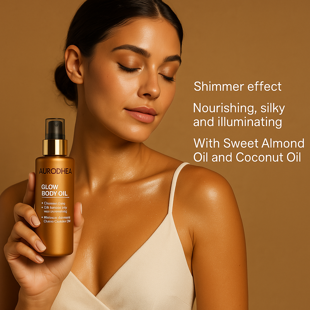 GLOW BODY OIL – Pflegendes Körperschimmeröl für seidigen Glanz - 100ml Angereichert mit Süßmandelöl & Kokosnussöl - U20B