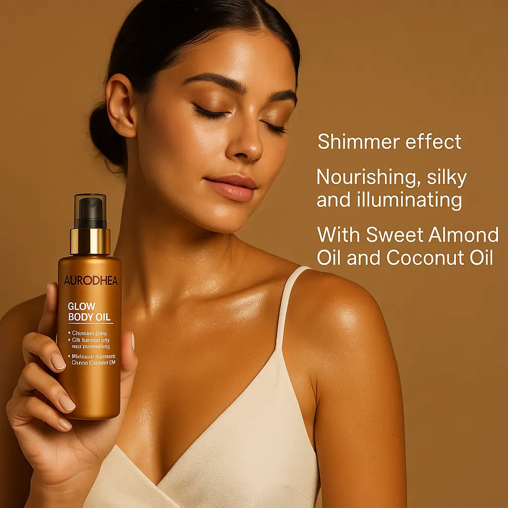 GLOW BODY OIL – Pflegendes Körperschimmeröl für seidigen Glanz - 100ml Angereichert mit Süßmandelöl & Kokosnussöl - U20B