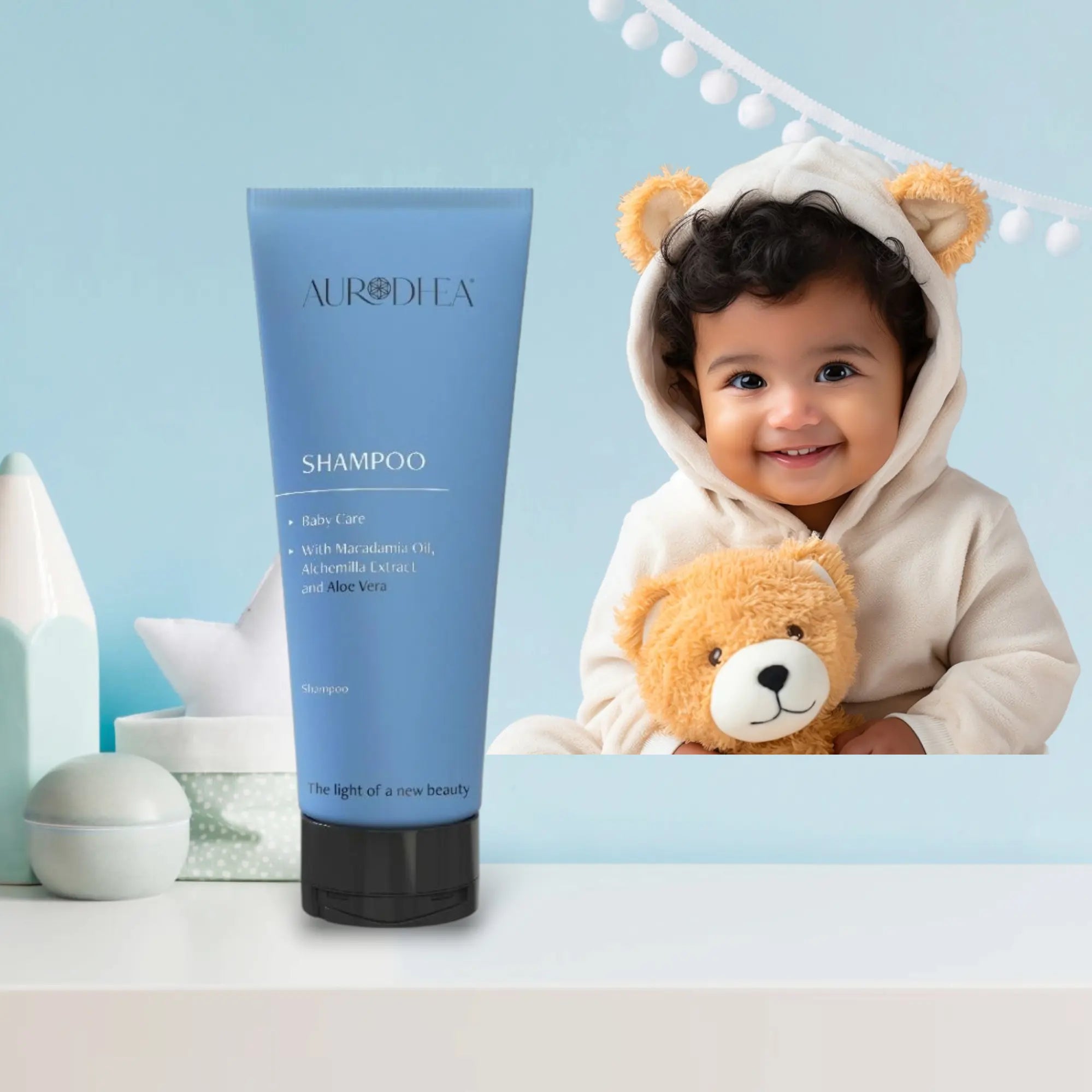 Baby Shampoo - 200ml Angereichert mit Macadamiaöl, Frauenmantel-Extrakt & Aloe Vera - BB02B