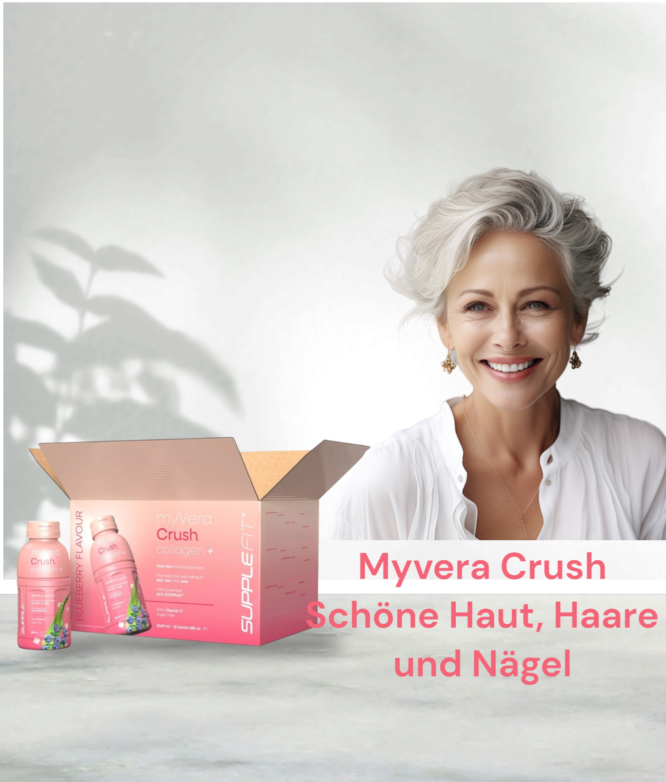 MYVERA CRUSH Collagen + Nahrungsergänzungsmittel in Einzelflaschen à 285 ml (12-er Pack) - 3420 ml