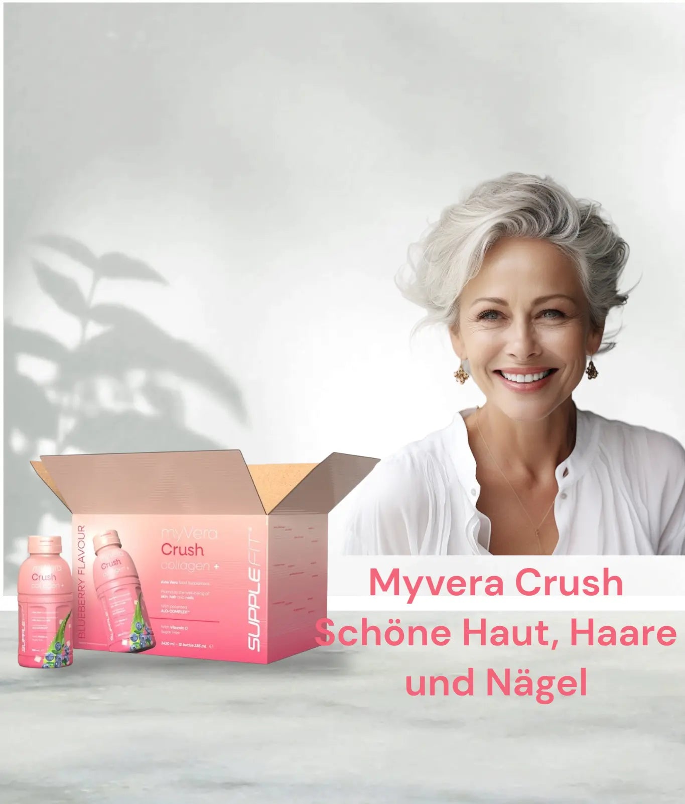 MYVERA CRUSH Collagen + Nahrungsergänzungsmittel in Einzelflaschen à 285 ml (12-er Pack) - 3420 ml