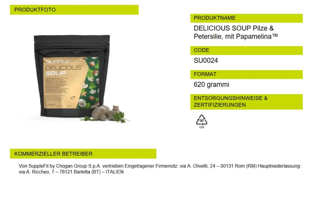 DELICIOUS SOUP Pilze & Petersilie, mit Papamelina SU0024