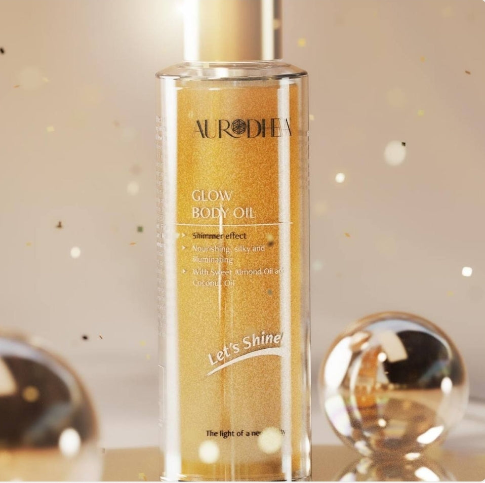 GLOW BODY OIL – Pflegendes Körperschimmeröl für seidigen Glanz - 100 ml Angereichert mit Süßmandelöl & Kokosnussöl - U20B