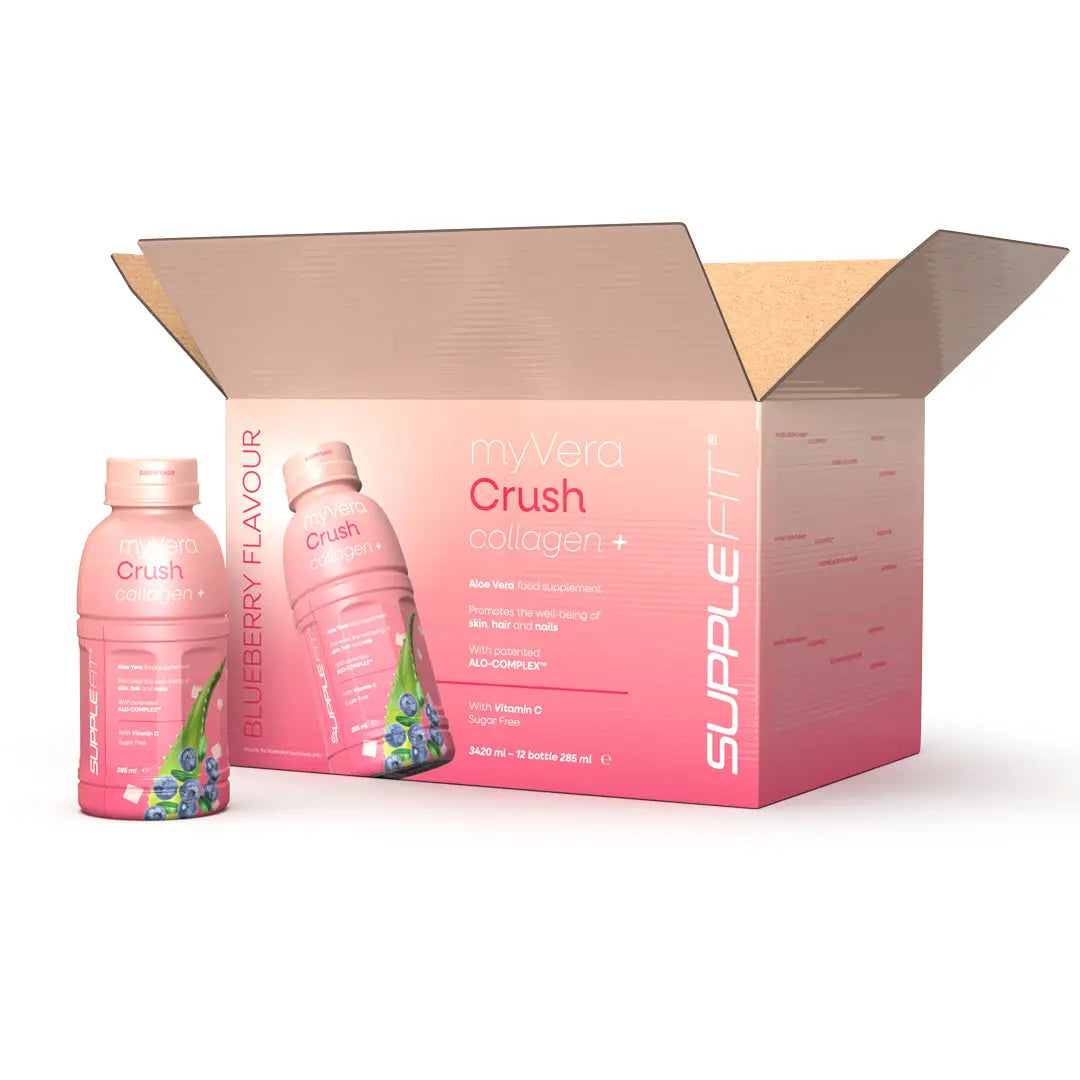 MYVERA CRUSH Collagen + Nahrungsergänzungsmittel in Einzelflaschen à 285 ml (12-er Pack) - 3420 ml