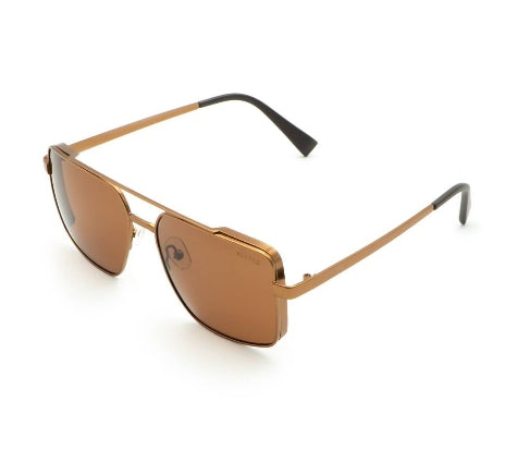 Die Pilotenbrille von Chogan verfügt über braune Gläser und einen eleganten braunen Metallrahmen. Die dünnen Bügel haben schwarze Enden und bieten ein modernes, stilvolles Design mit Filterkategorie 3 für modisches Tragen.