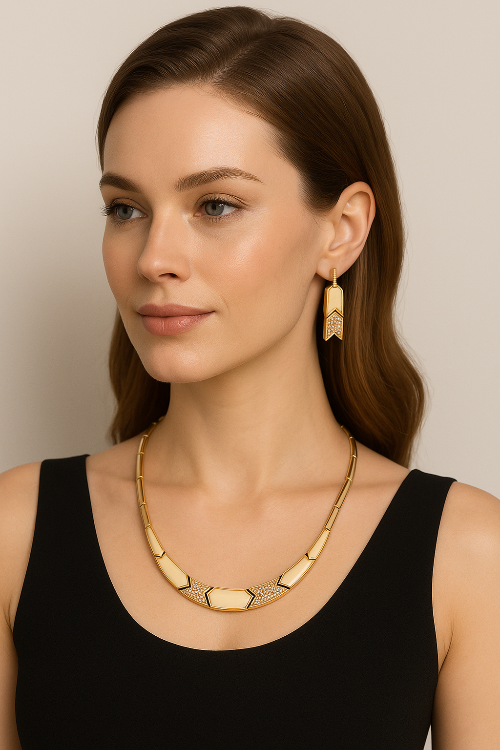 Garn. 2-tlg. rosegold / Kristall GA536